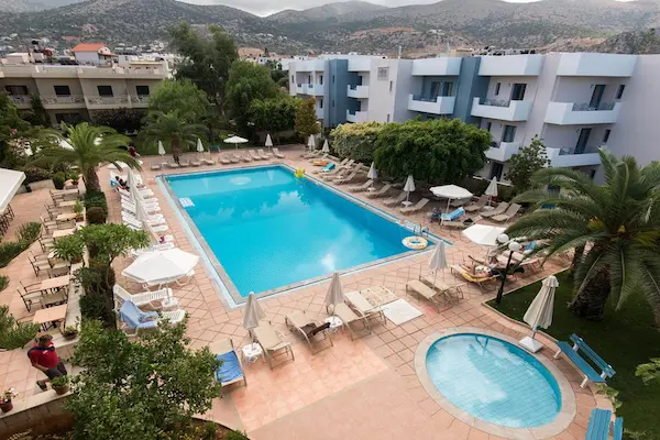 All inclusive på Kreta All inclusive på Kreta, Hotel Solimar Ruby, luftfoto af pool