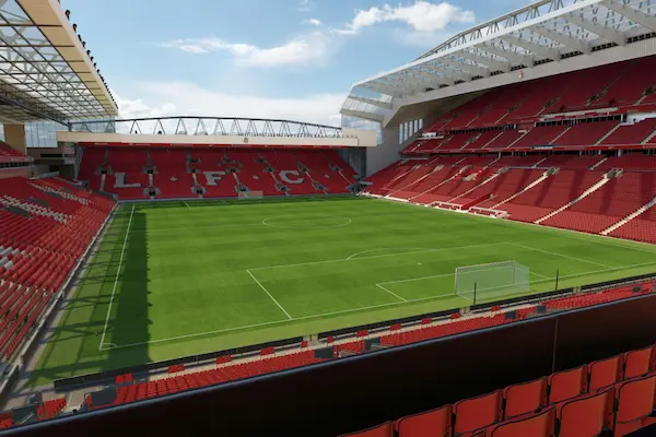 Fodboldrejse til Liverpool - udsigt fra Anfield Road Stand