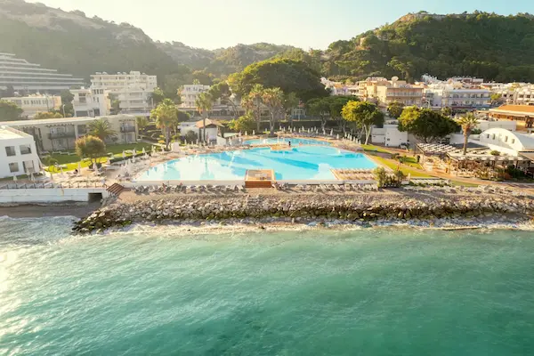 Sunprime Miramare Beach, Rhodos, luftfoto af pool
