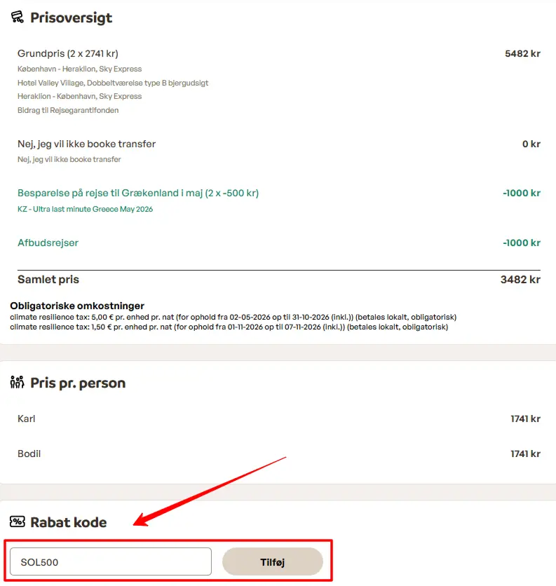 Tilbudsscreenshot