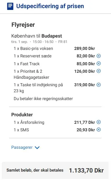 Screenshot fra Ryanairs hjemmeside