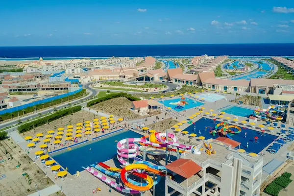 Rejse til Marsa Alam - egyptisk solferie med all inclusive Pickalbatros Sea World Resort El Quseir Hotel, Marsa Alam, luftfoto