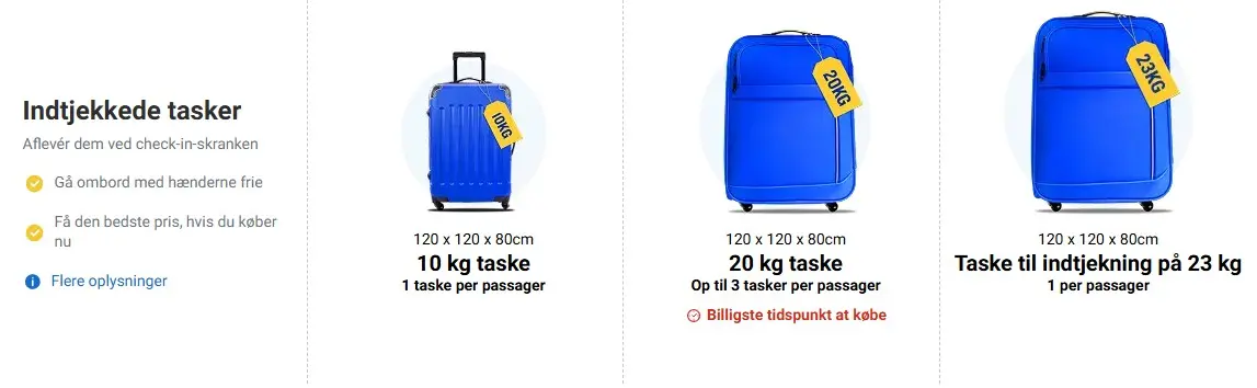 Indtjekket bagage hos Ryanair
