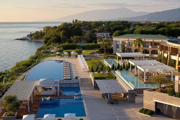 Cavo Olympo Luxury Hotel & Spa, Kreta, hotel, pools og havudsigt, rejse til den olympiske riviera