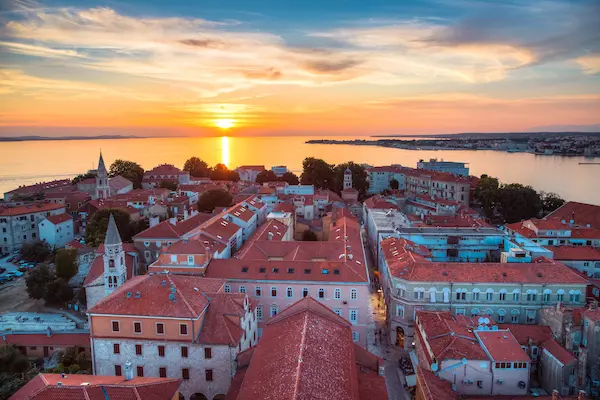 Solnedgang i Zadar, Kroatien