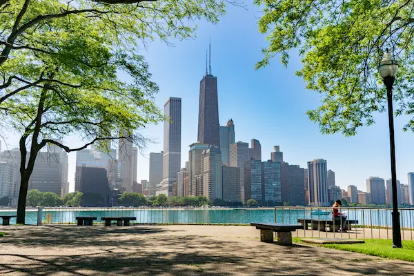 Chicago Skyline set fra Milton Lee Olive Park