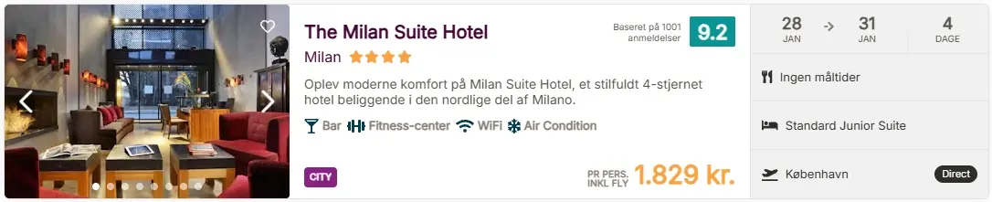 Milano-pakkerejse